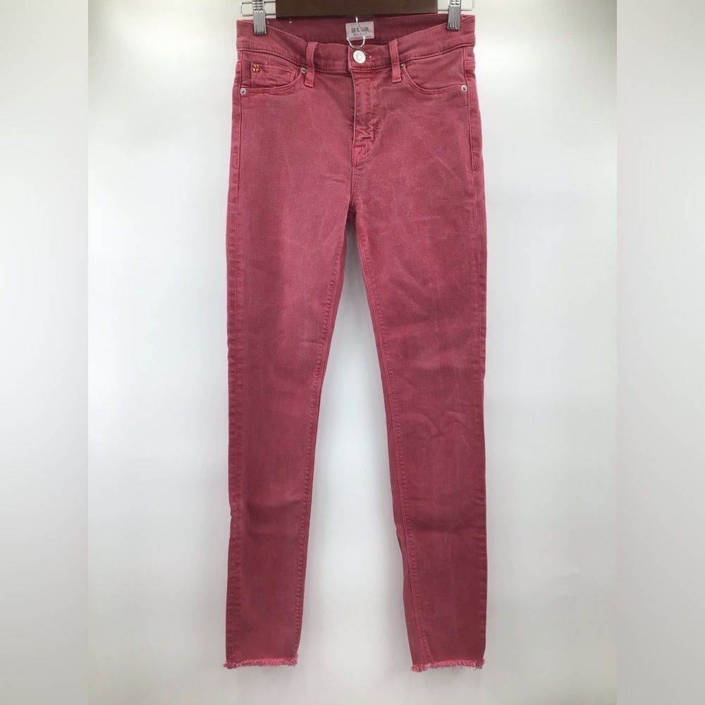 Hudson Jeans Women's Mid Rise Nico Super Skinny Raw Hem in Rose - Picture 2 of 13